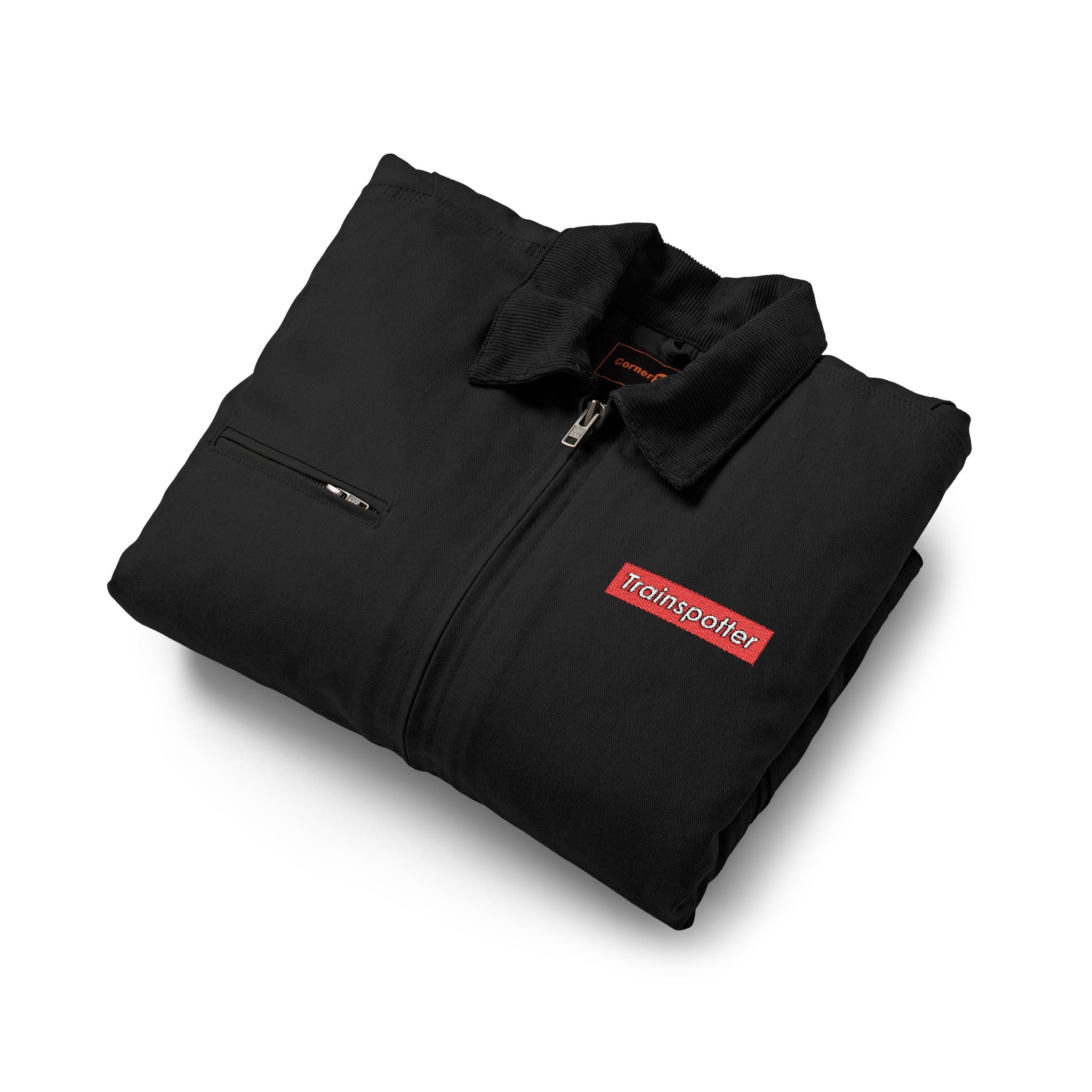 Trainspotter Badge - Unisex Arbeitsjacke (Bestickt) [Schwarz]