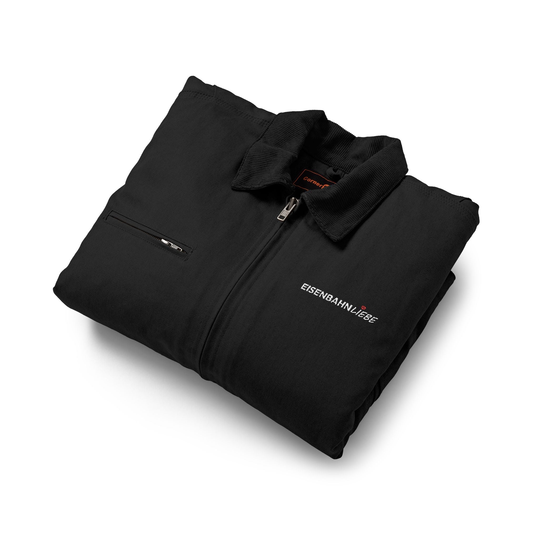 EisenbahnLiebe - Unisex Arbeitsjacke (Bestickt) [Schwarz]