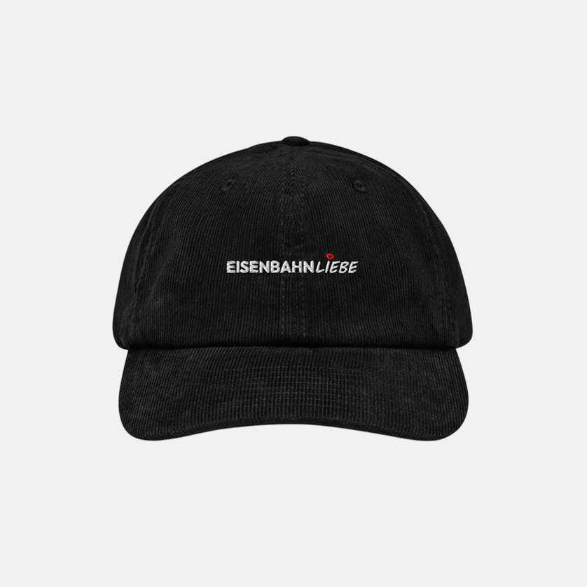 EisenbahnLiebe - Premium Cord Kappe (Bestickt) [Schwarz]