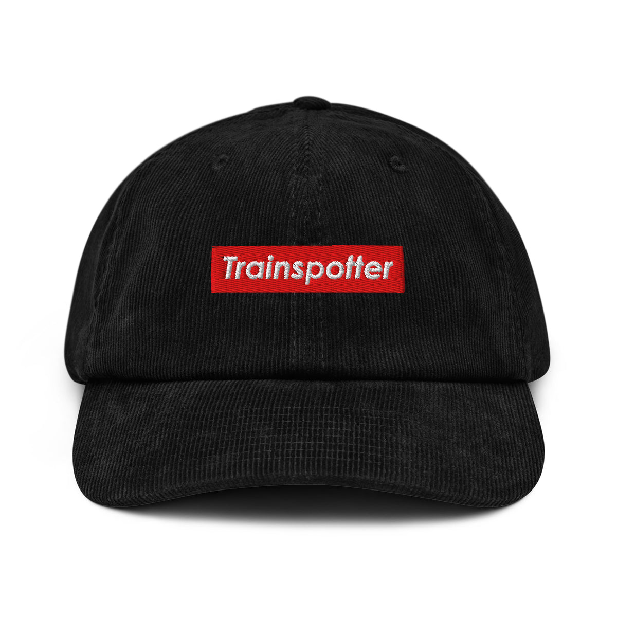 Trainspotter Badge - Premium Cord Kappe (Bestickt) [Schwarz]