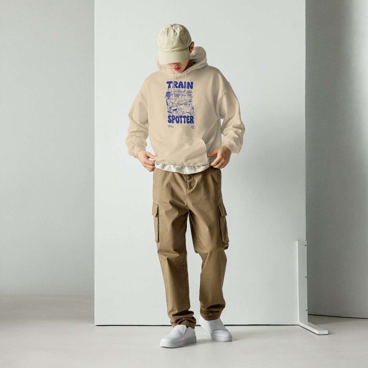 Trainspotter Streetwear - Unisex Hoodie (Bedruckt) [Beige/Blau]